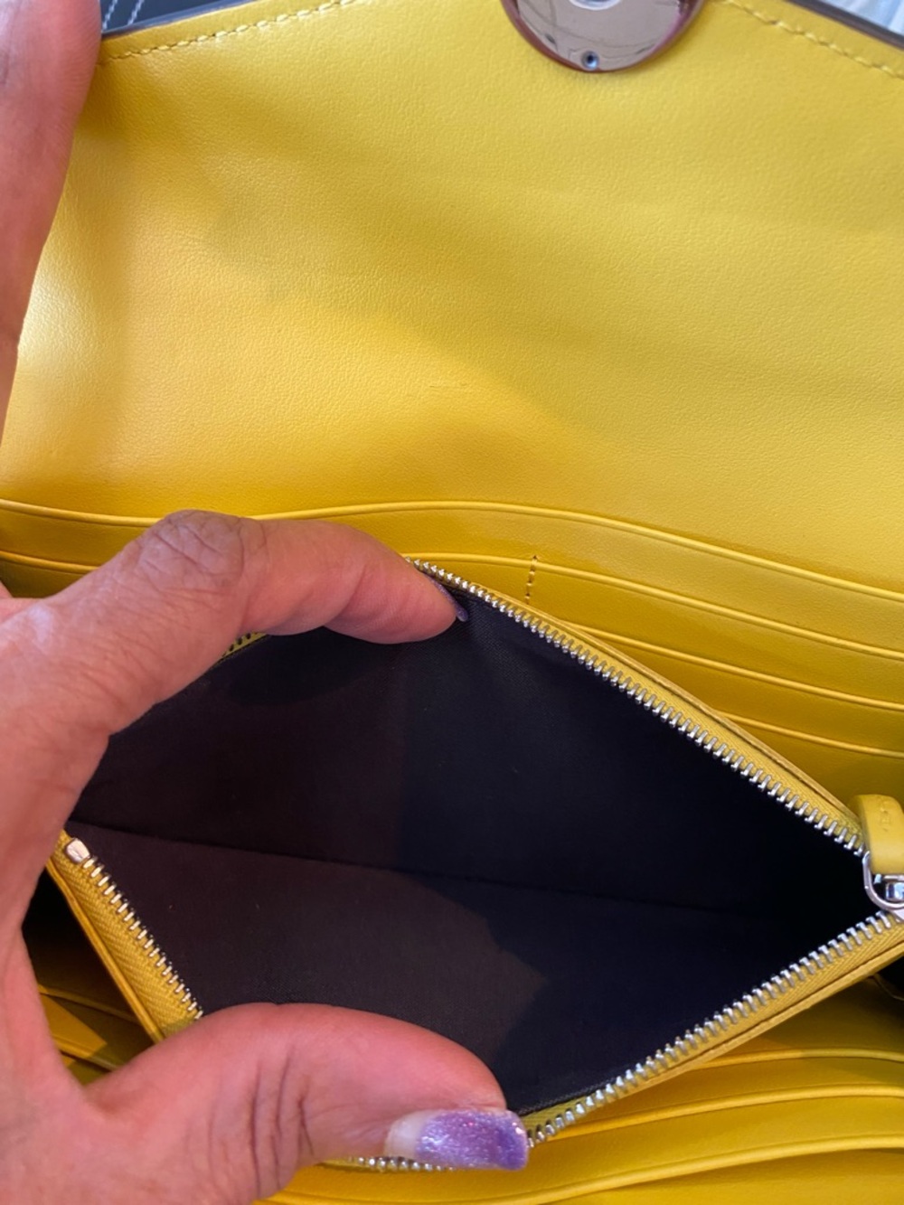Fendi Yellow/Brown Leather Continental Envelope Wallet & Unbranded Chain, EUC - Picture 9 of 10